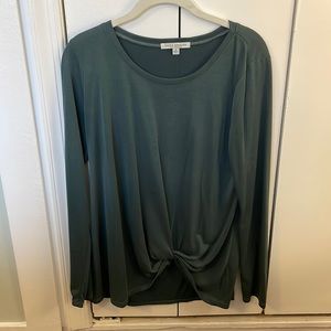 Green Envelope long sleeve, knotted in the front top